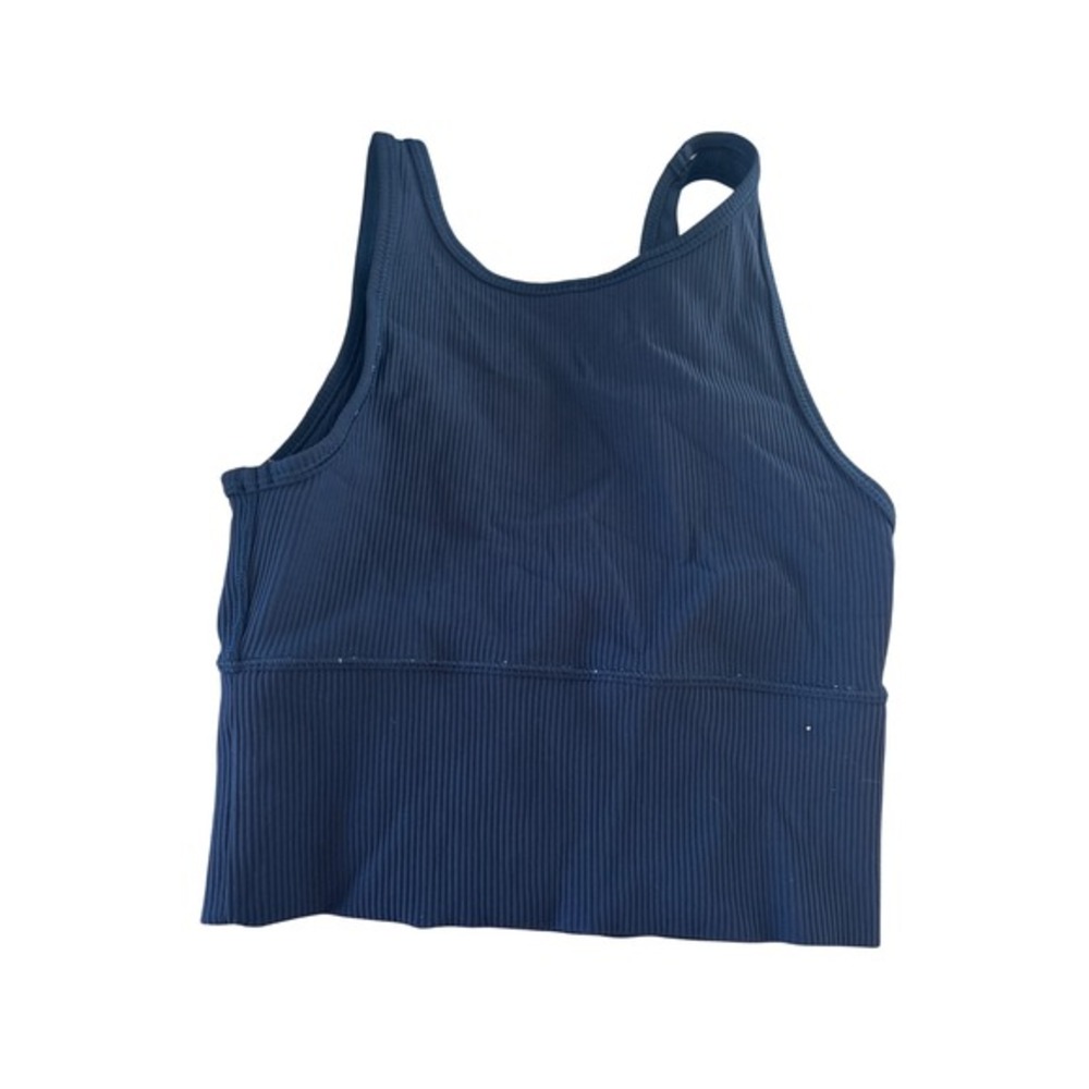 Lululemon ribbed Navy Tank Crop Top Blue Workout Women -‎ size 4